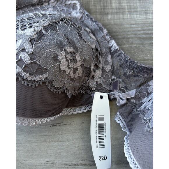 Adore Me Gray Lace Padded Push Up Bra Size 32D NWT - Picture 6 of 7